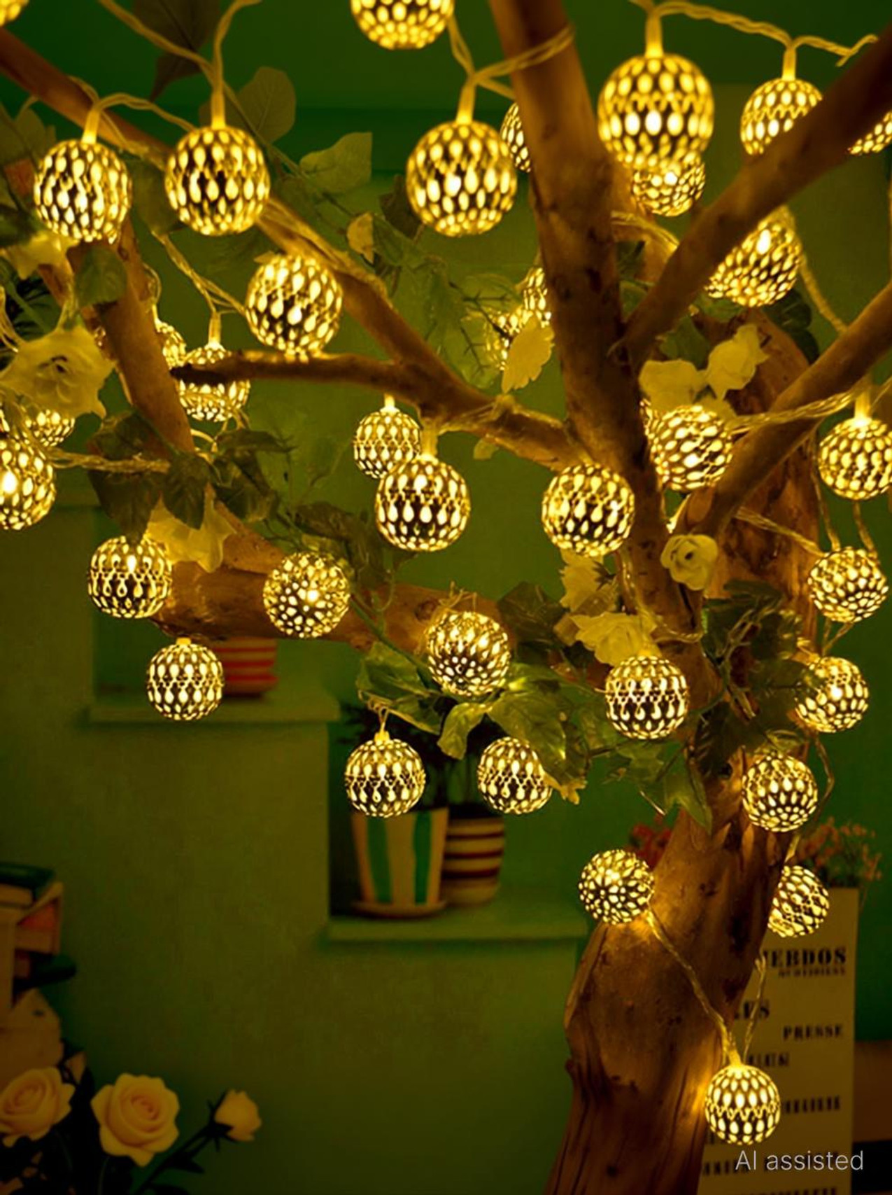 A one creations 14 LEDs 5.08 m Gold Steady Ball Rice Lights (Pack of 1)