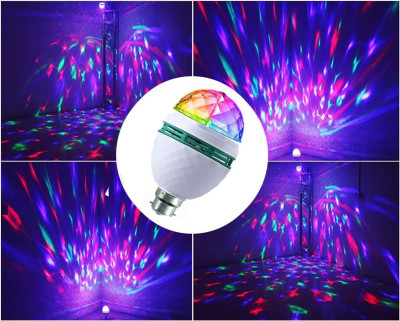 JIZ NEW ARRIVAL 360 Degree Rotating Crystal LED Bulb,LED Light, LED Disco Light for Party,Function,Diwali,Christmas Decoration, Single Disco Ball (Ball Diameter: 2.4 cm)